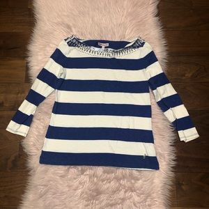 Juicy couture size small blue white stripped top